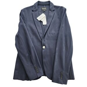 GUESS Women Navy Blue LS Ponte Blazer Jacket L Button Front Casual Work